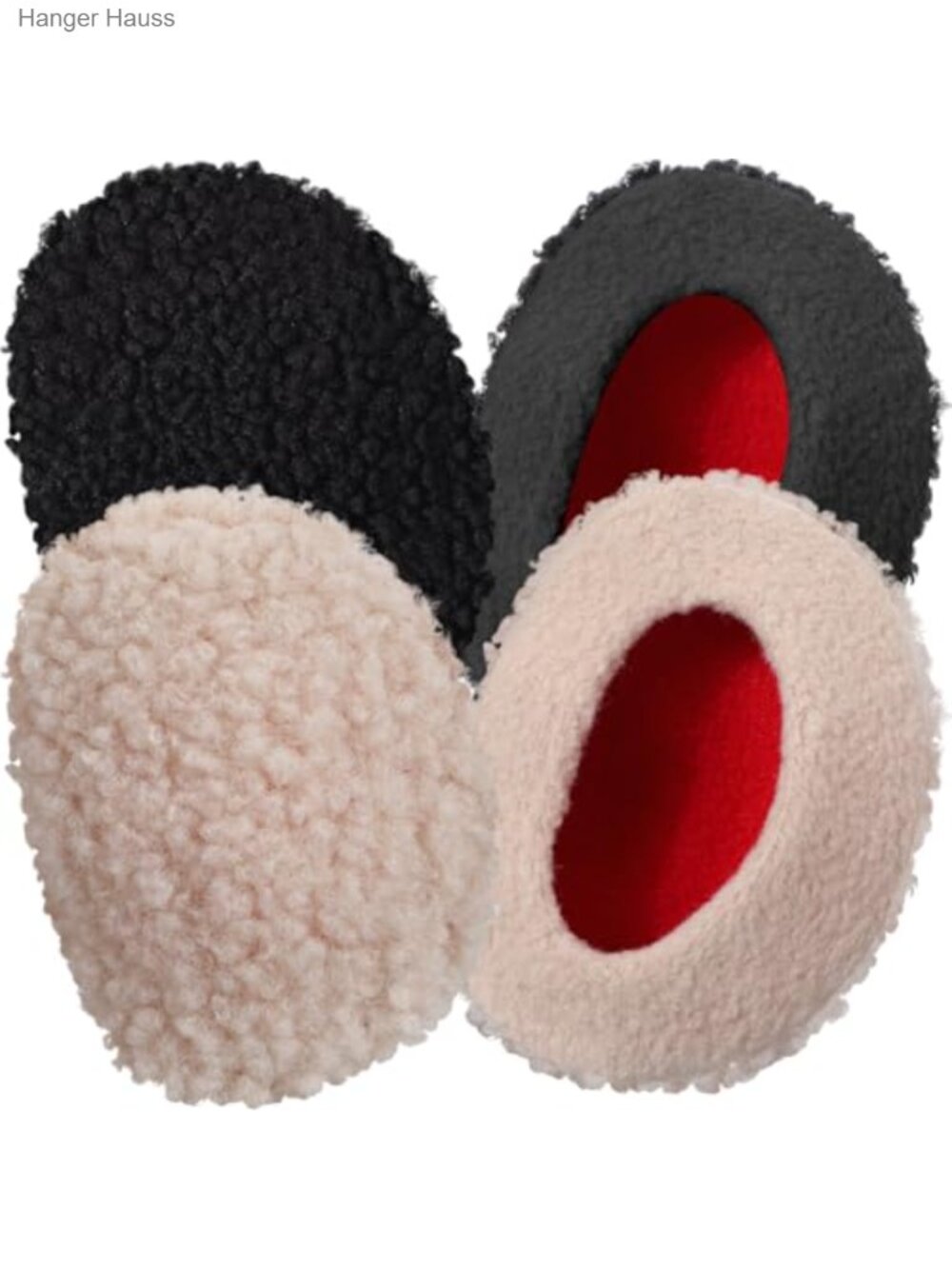 Bandless Fleece Ear Warmers - 2 Pairs, Windproof Winter Ear Covers